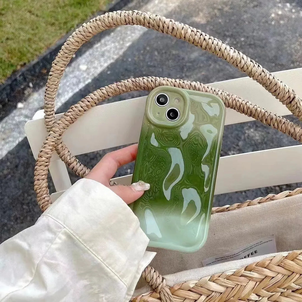 Japanese Korean style meteorite pattern blooming TPU phone case in green and pink for Apple iPhone