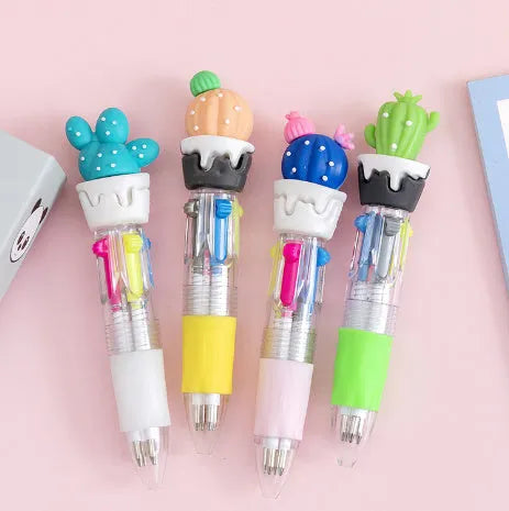 Cartoon-themed four-colour press ballpoint pen with 0.7mm bullet tip