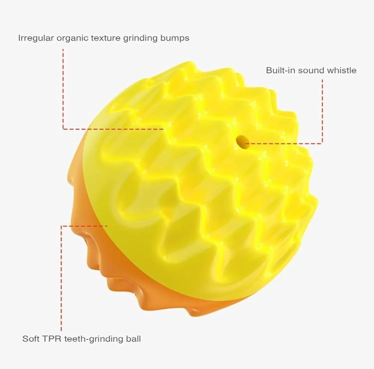 Blue spiky rubber dog ball with dental cleaning texture and squeaker for aggressive chewers