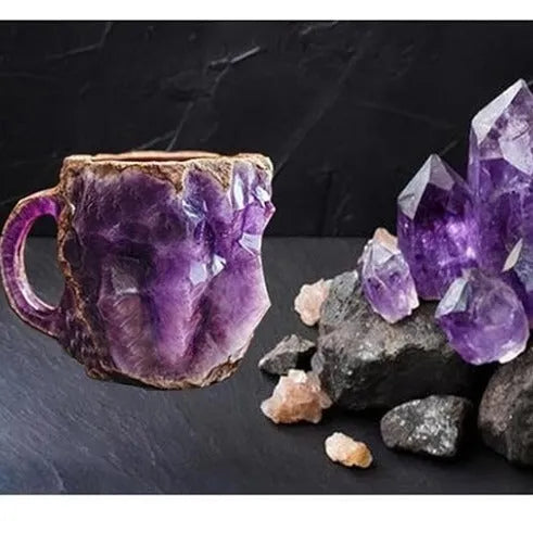 400ml resin mineral crystal coffee mug with handle in multiple colour options