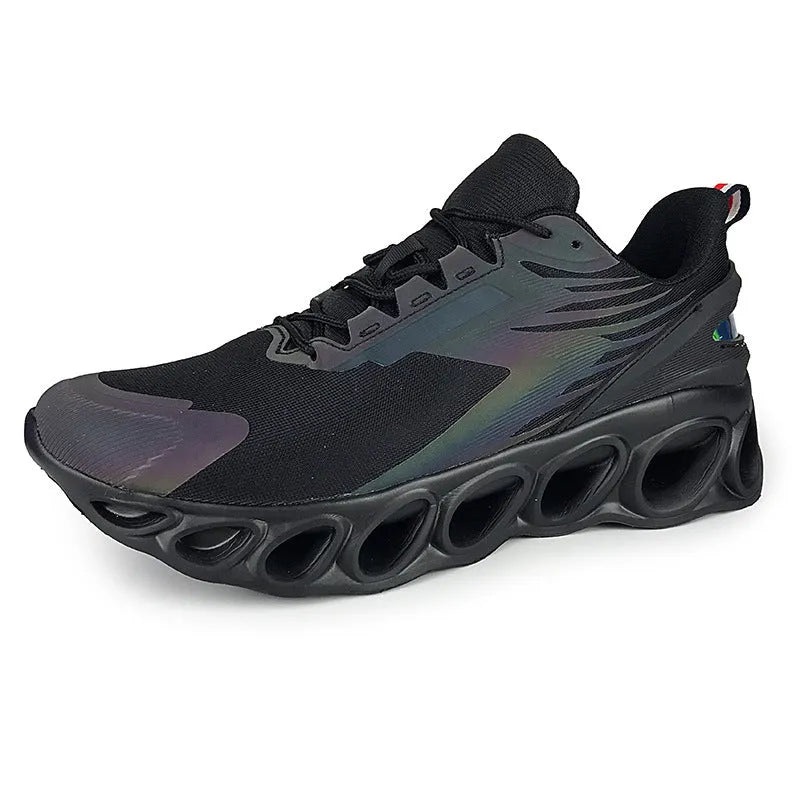 A pair of men's low-top casual trainers in a choice of colours, featuring a mesh upper and lace-up front.