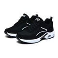 Breathable mesh low top flat heel sneaker for middle-aged and elderly, black and white colour option, size 39