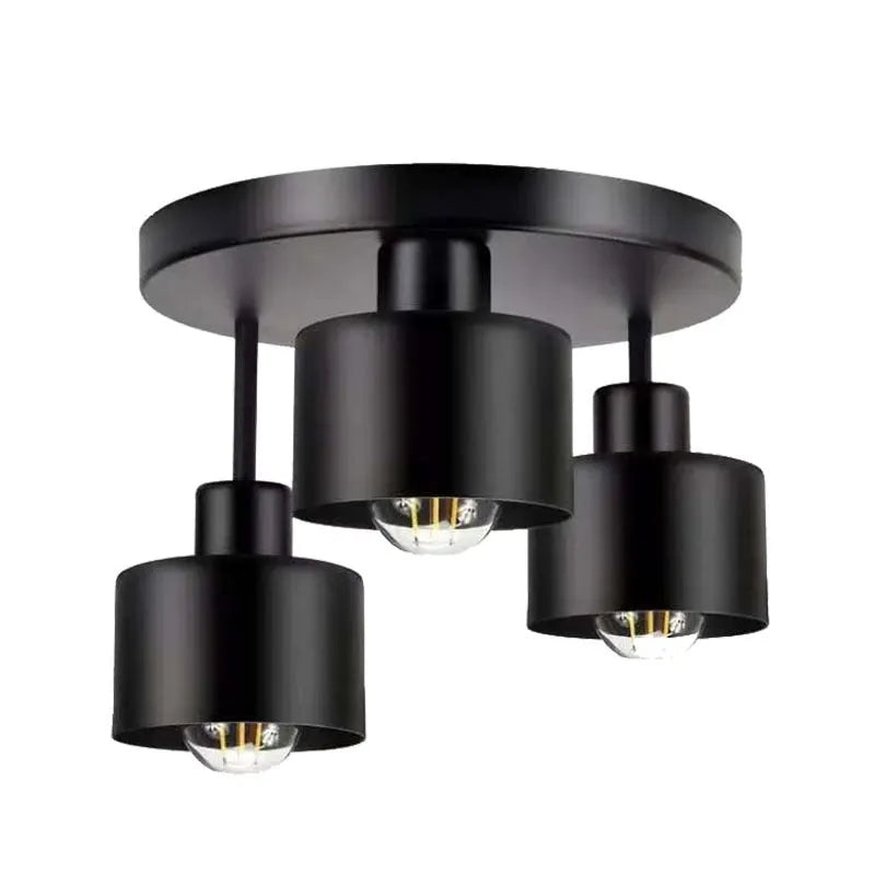 Wrought iron ceiling light black ribbon three-head lampshade alloy modern simplicity