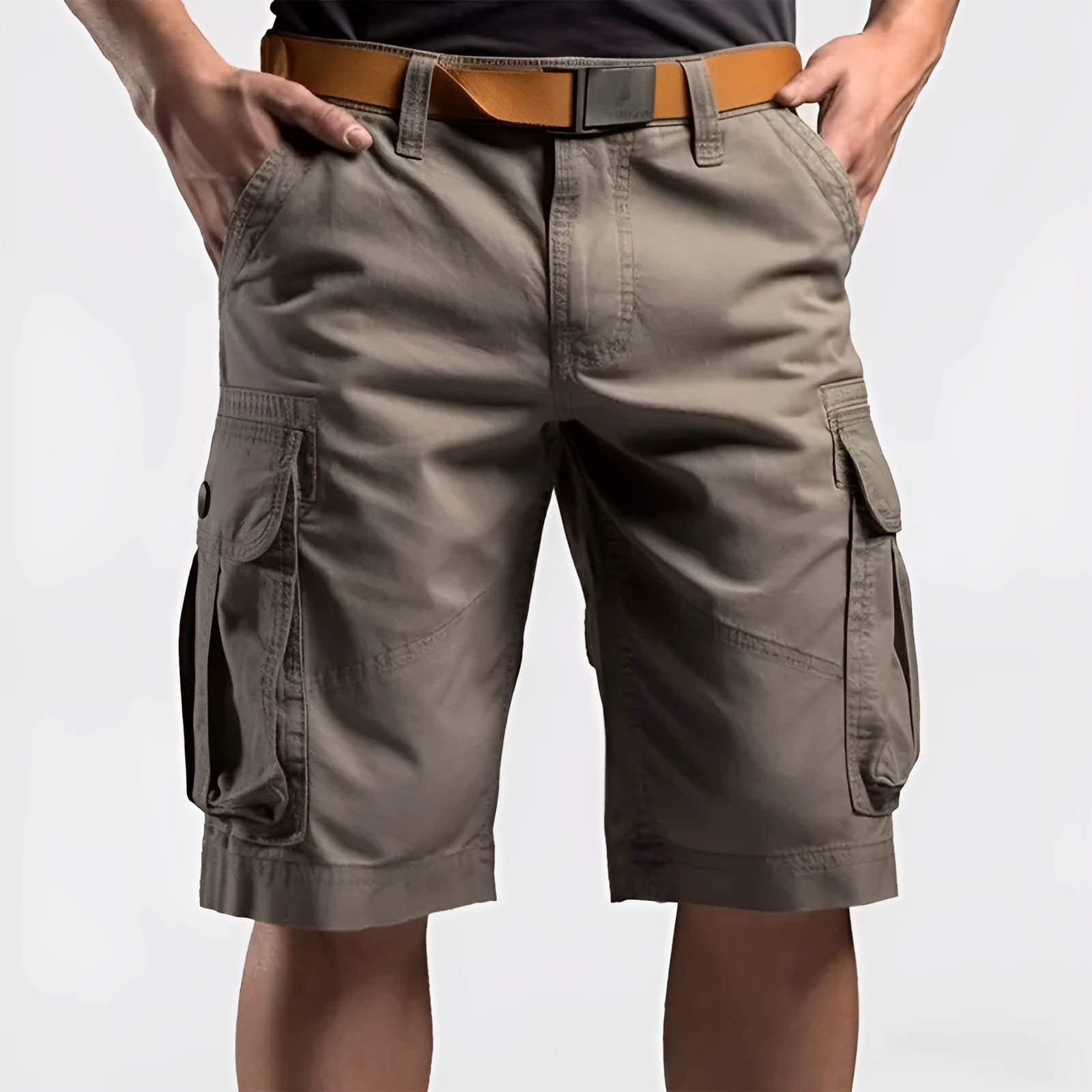 3D digital print loose trendy men's shorts in polyester cotton blend, casual summer shorts, front view