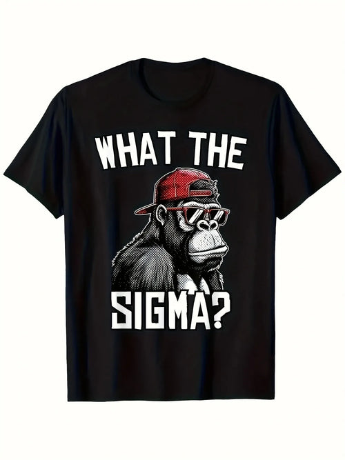 Black cartoon printed short sleeve cotton T-shirt on plain background