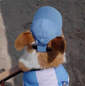 Adjustable sun-proof cotton pet baseball cap with exposed ears in apricot on dog