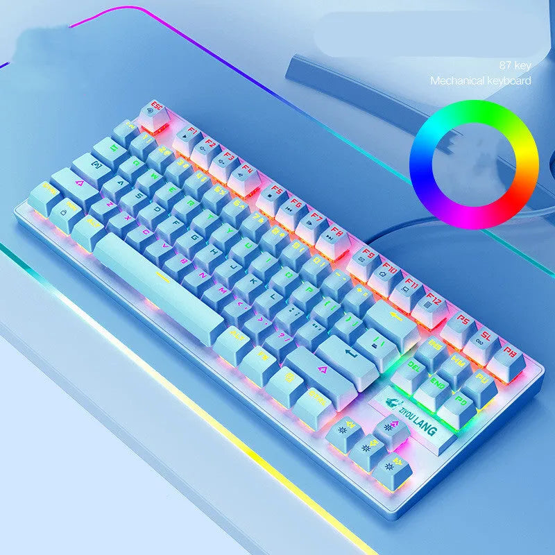 Mechanical keyboard with ABS casing in black, white, pink or blue colour options for notebook computers