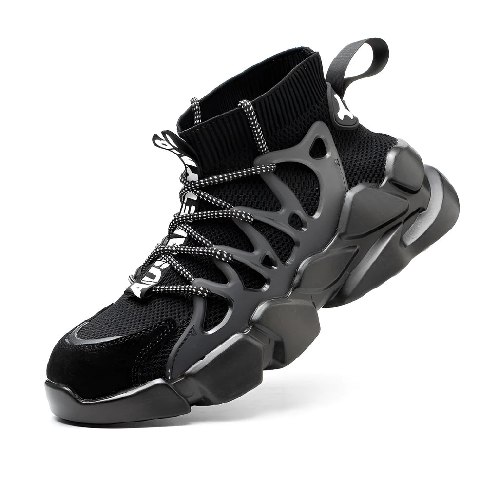 Flying woven breathable protective safety shoes for men, large size, rubber sole, multiple colours