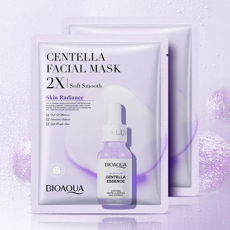 Collagen and Hyaluronic Acid facial sheet mask set with 30g gel formula on white background