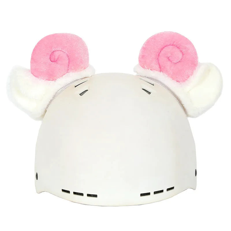 Plush fabric motorcycle helmet liner and cartoon-themed ear covers set in size M.