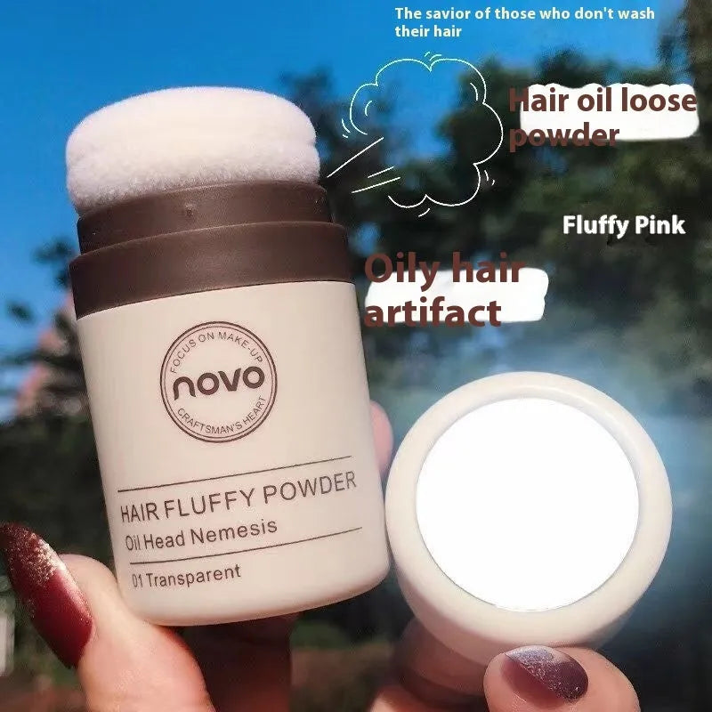 Oil control booster powder for face and bangs in three shade options: transparent, brown, and dark brown