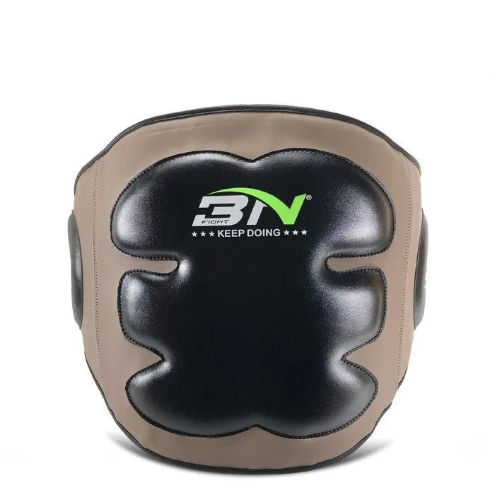 Dark grey waist-fastening boxing chest protection target pad for Sanda training.