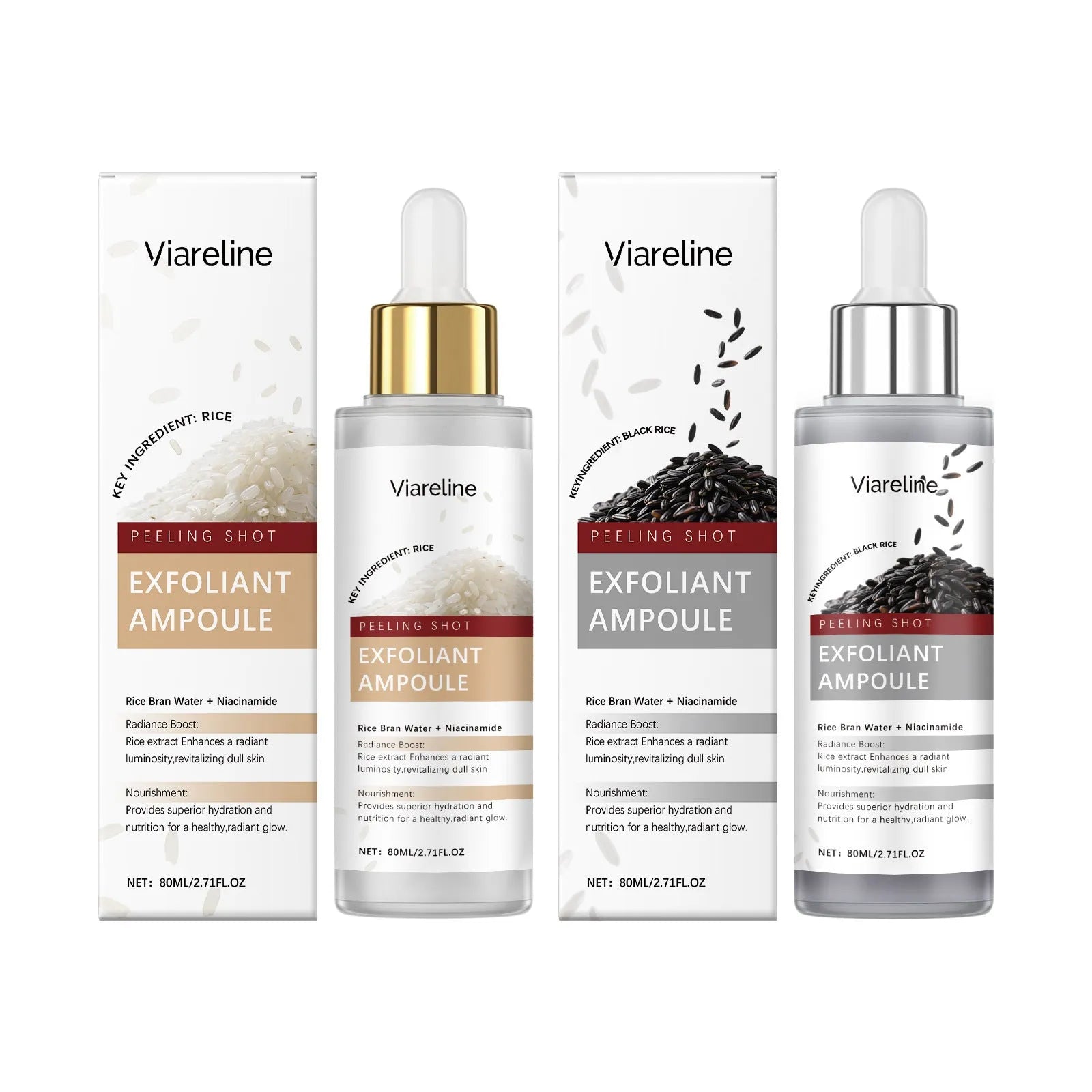 Black rice exfoliating liquid 80ml bottle with hyaluronic acid and nicotinamide for face moisturising and brightening