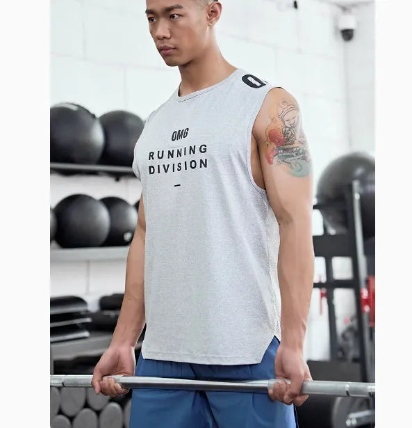 Men's black mesh sports vest with breathable fabric for summer fitness activities