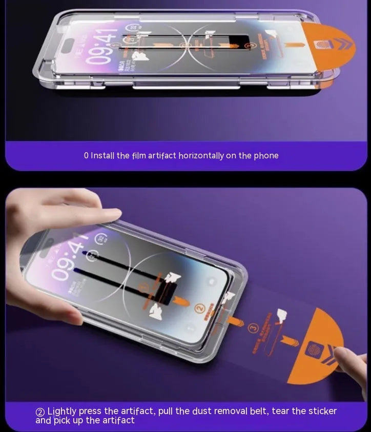 Tempered glass iPhone screen protector with frosted privacy coating and full coverage design.