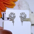Baroque floral design sterling silver earring holder ring with matching drop earrings