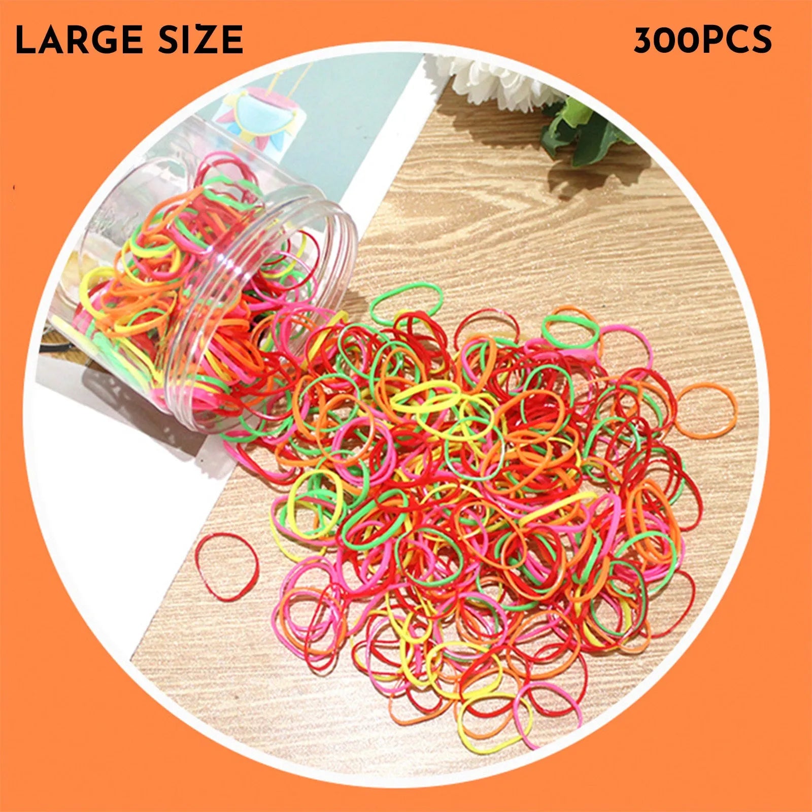 TPU elastic baby hair ties in multicolour assortment with reusable storage container