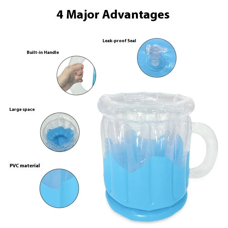 Yellow inflatable PVC ice bucket for outdoor parties and camping trips