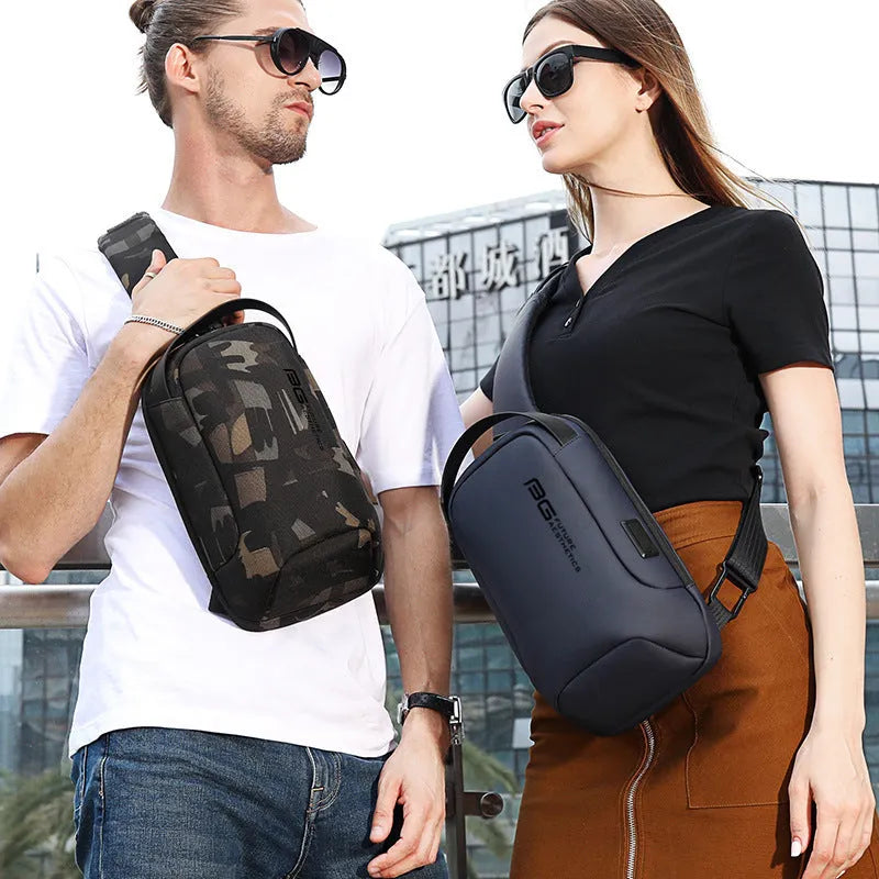 Men's Oxford cloth USB shoulder bag in business travel colours with wear-resistant construction
