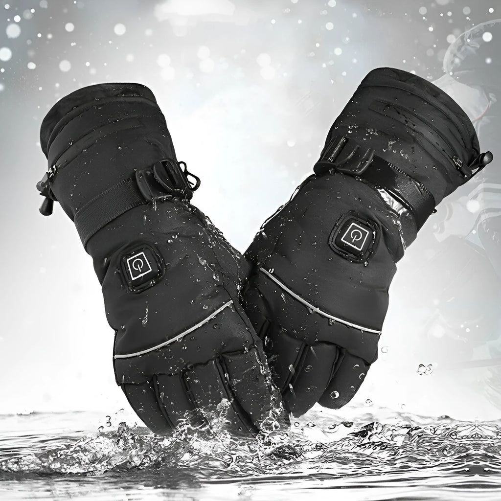 Thickened warm USB electric heating gloves in solid colour, unisex leather design