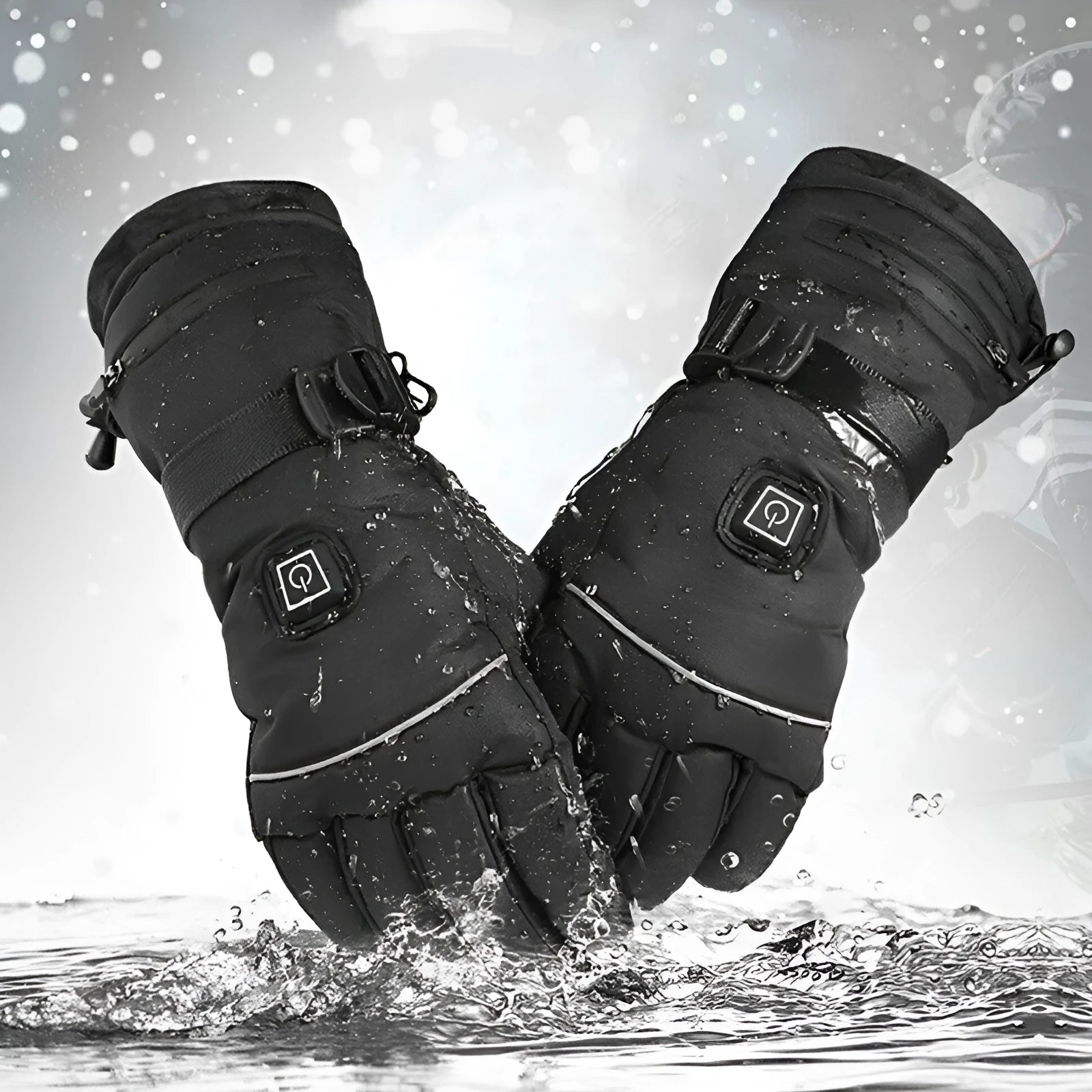 Thickened warm USB electric heating gloves in solid colour, unisex leather design