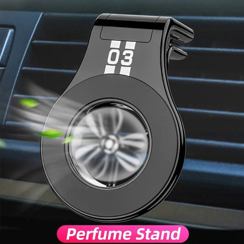 Black magnetic car air vent phone holder with adjustable bracket and fragrance diffuser