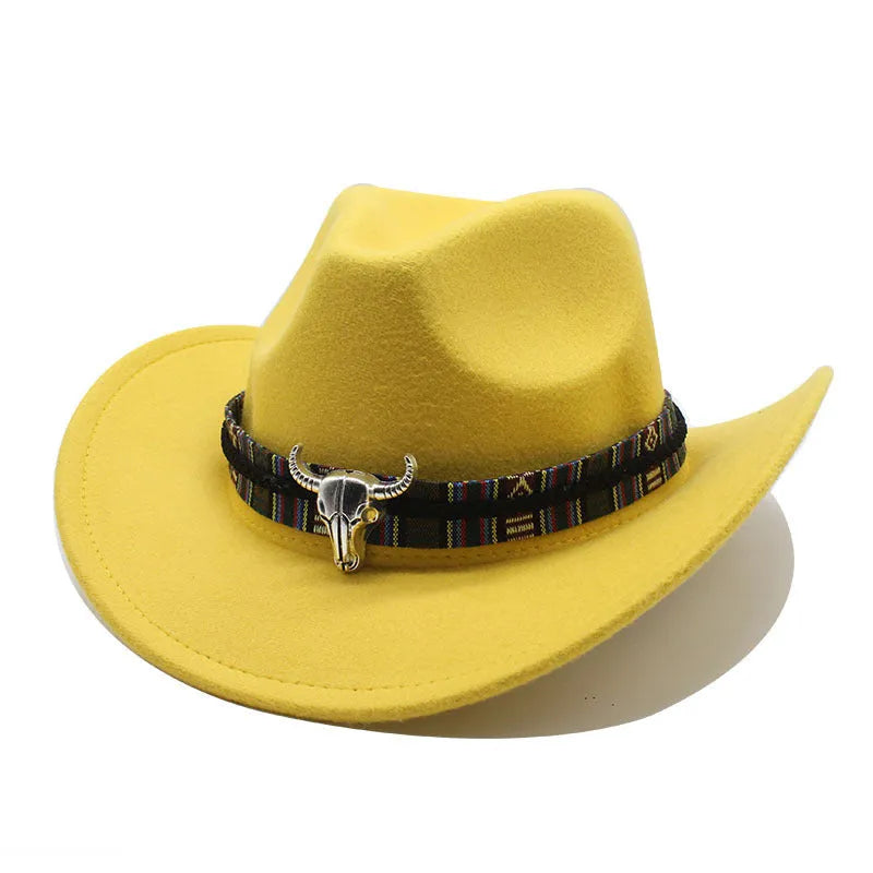 A Western-style bell crown cowboy hat on a stand, shown in an army green colour.