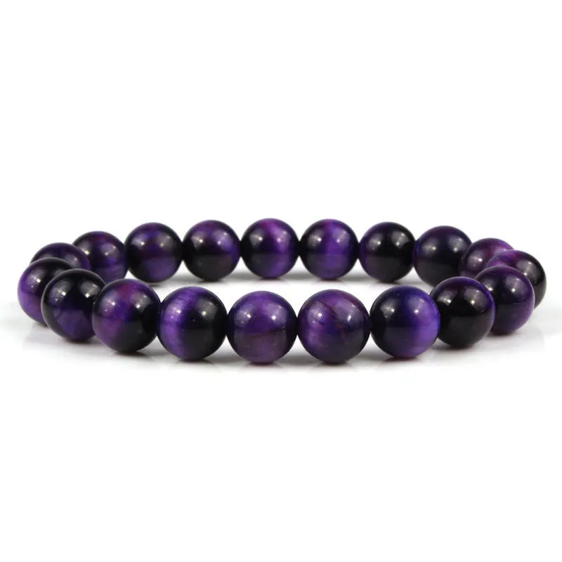 Natural tigereye crystal bracelet with geometric round beads in various colour options