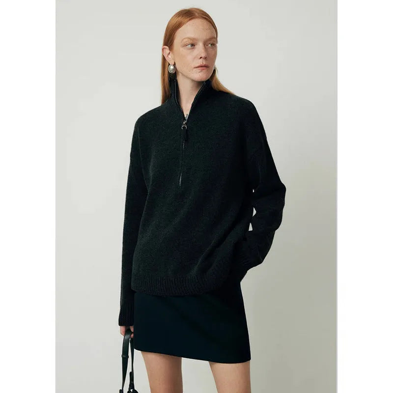 Women's wool bandage dress with loose lapels and long sleeves in black and grey colours