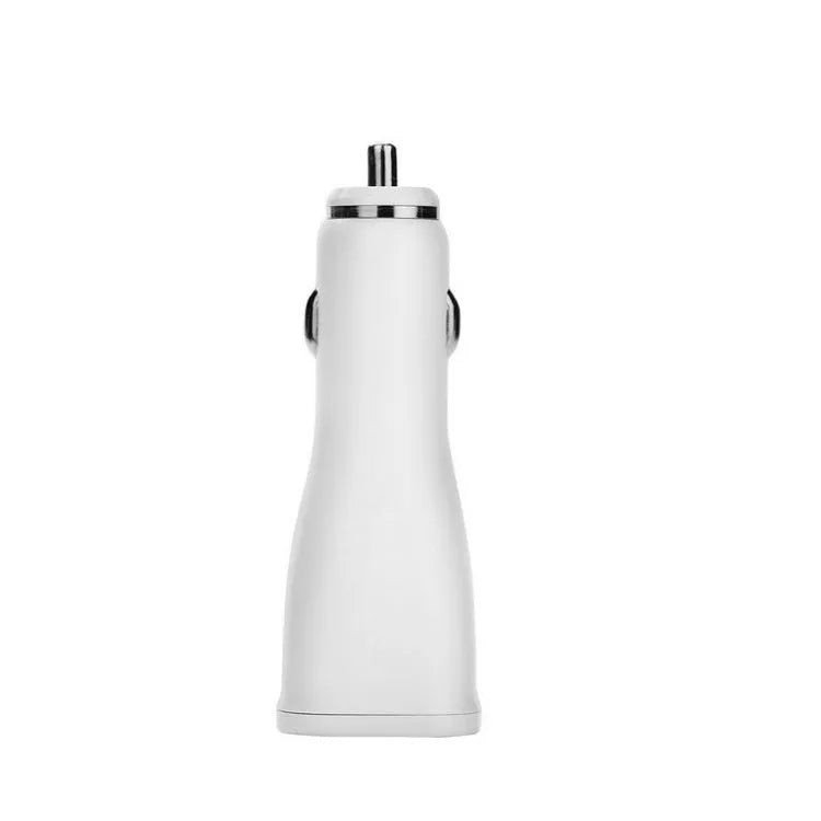 White single-port QC30 USB car charger for fast charging smartphones in vehicles.