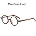 Retro round fashion glasses with no diopters in four colour options on white background