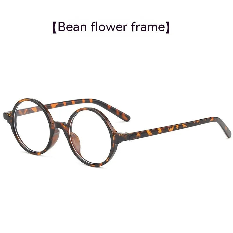 Retro round fashion glasses with no diopters in four colour options on white background