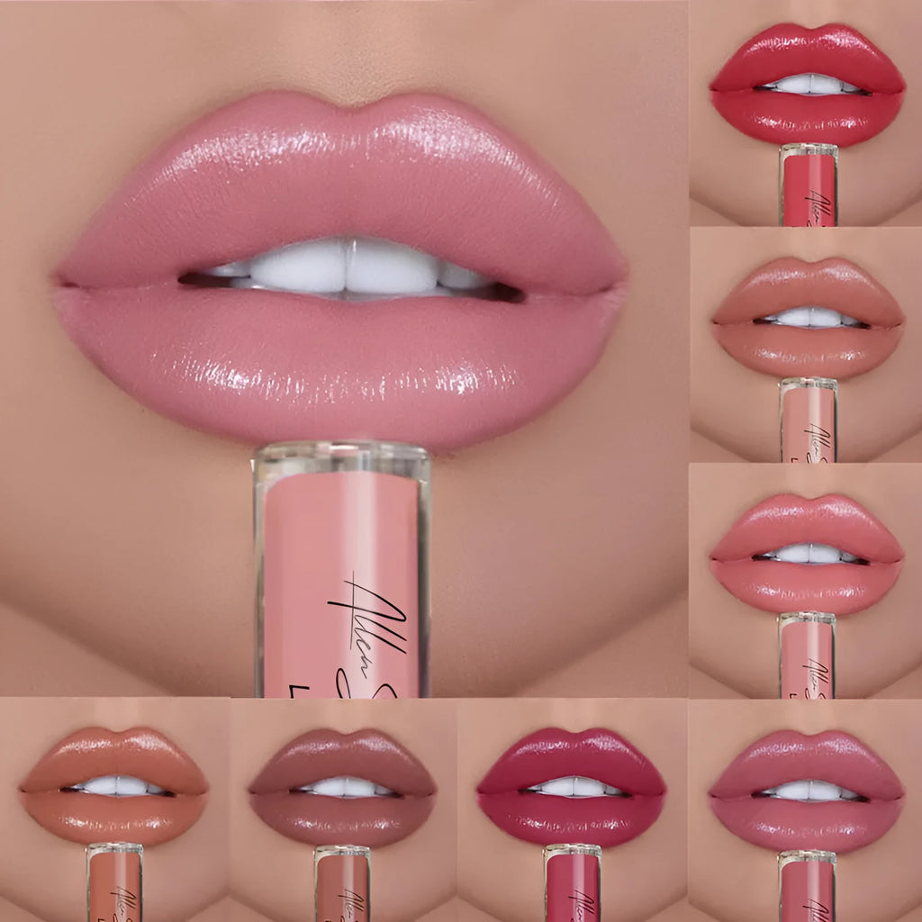 Silky cream texture lip gloss in a cross-border exclusive range of 12 different colours.