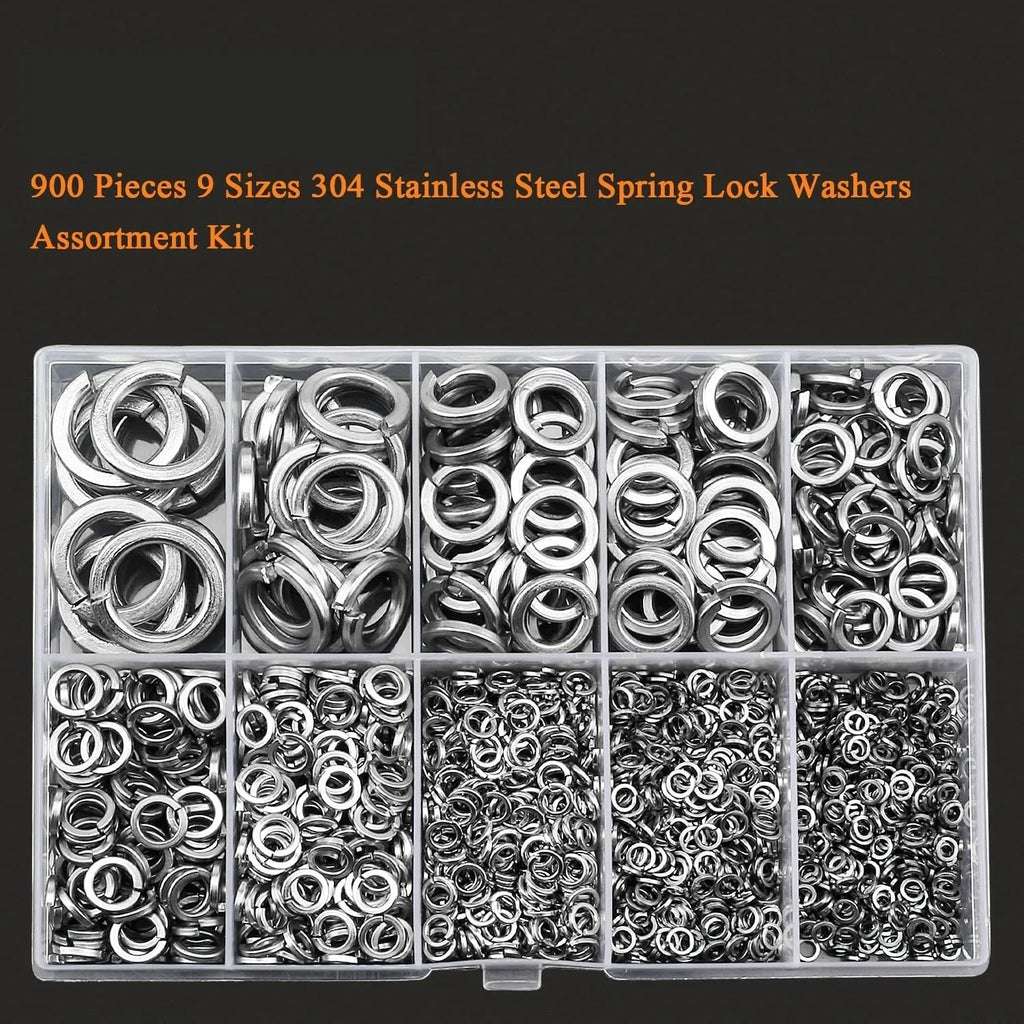 304 stainless steel spring lock washer combination box with 900 pieces in organised storage case