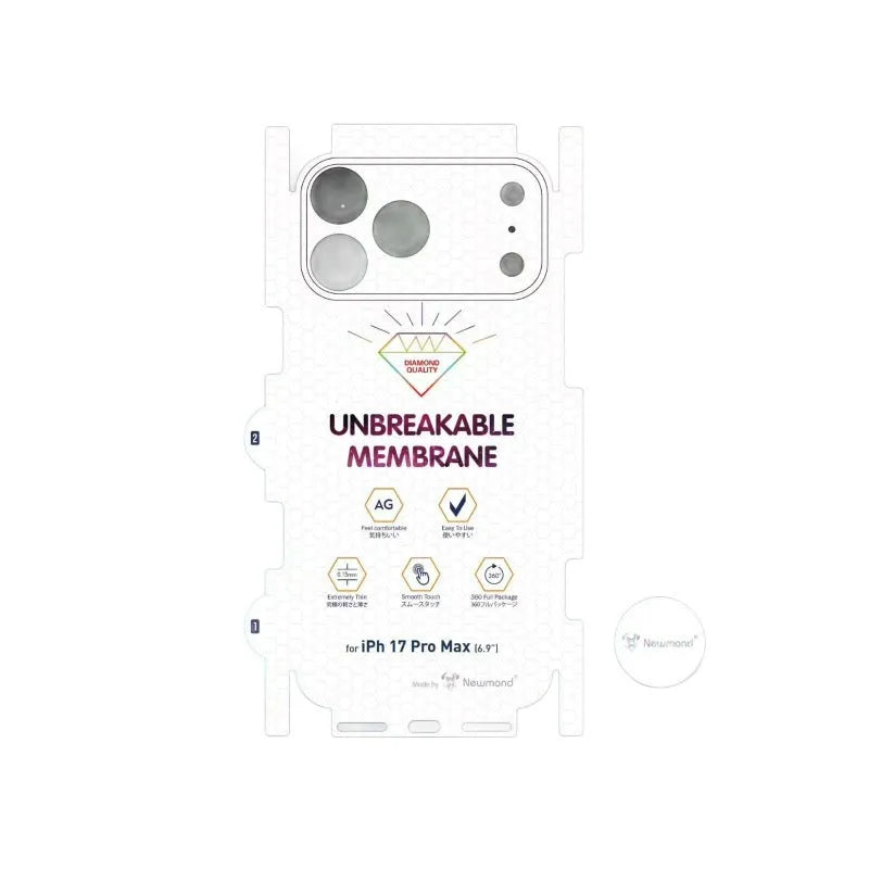 Frosted TPU protective back film for iPhone, matte finish, anti scratch, diamond invisible design