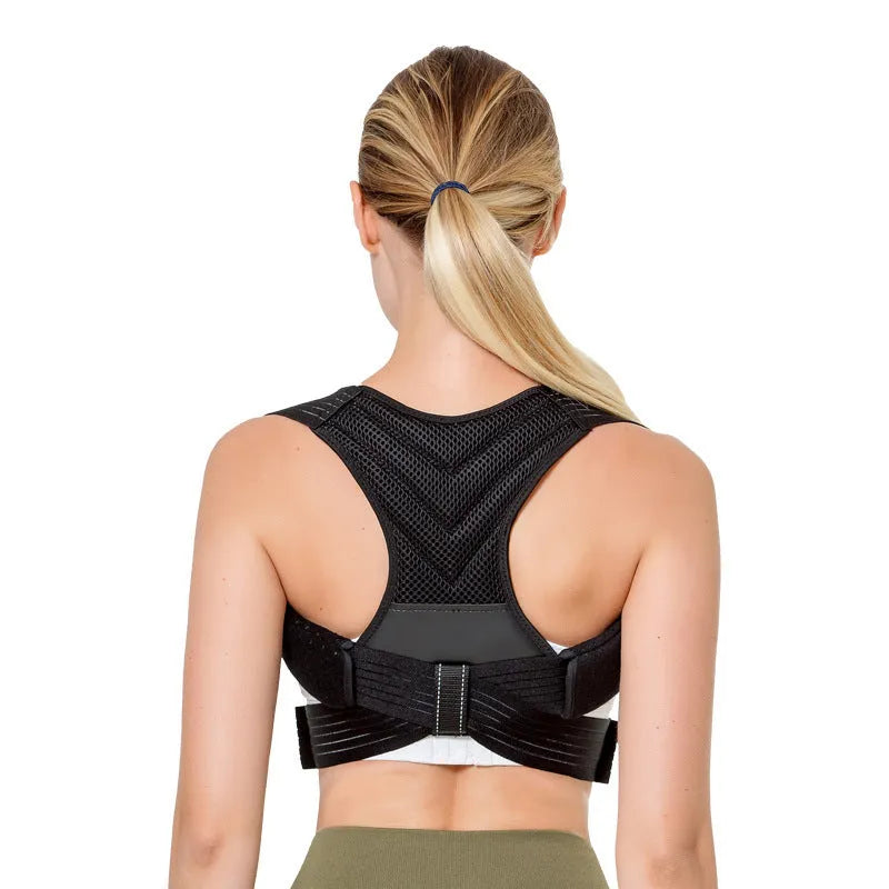 Black adjustable posture correction belt for sports activities in four sizes