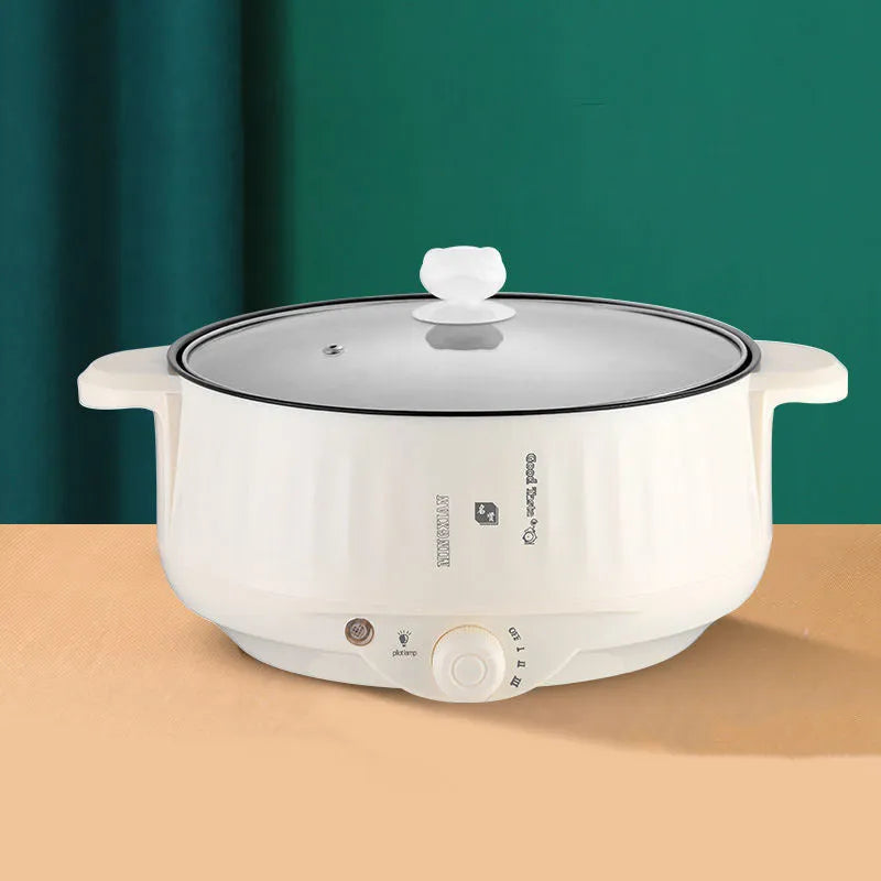 Integrated electric hot pot with stainless steel body in green or white colour