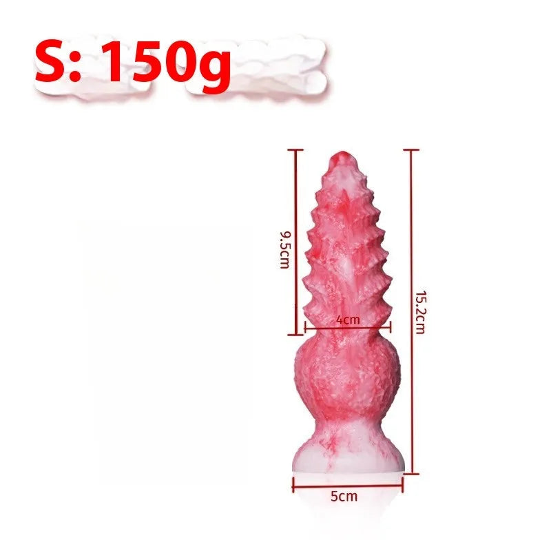 Pink platinum silicone penis-shaped masturbation toy for women, shown with Berserker S and M size options.