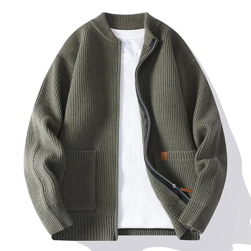 Men's striped cardigan jacket in chemical fibre blend available in multiple colours