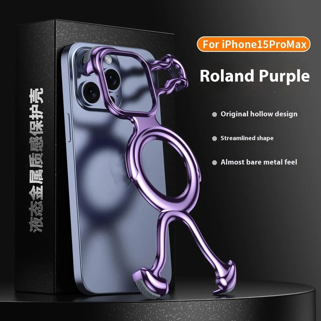 Drop-resistant hollow phone case for Apple iPhone with electroplated PC finish in titanium gray