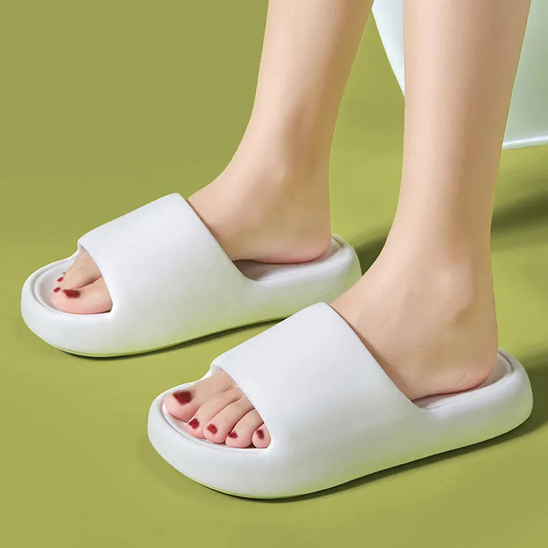 Bread Shoes non-slip EVA indoor bathroom slippers in bean green, unisex flip-flop design with thickened sole