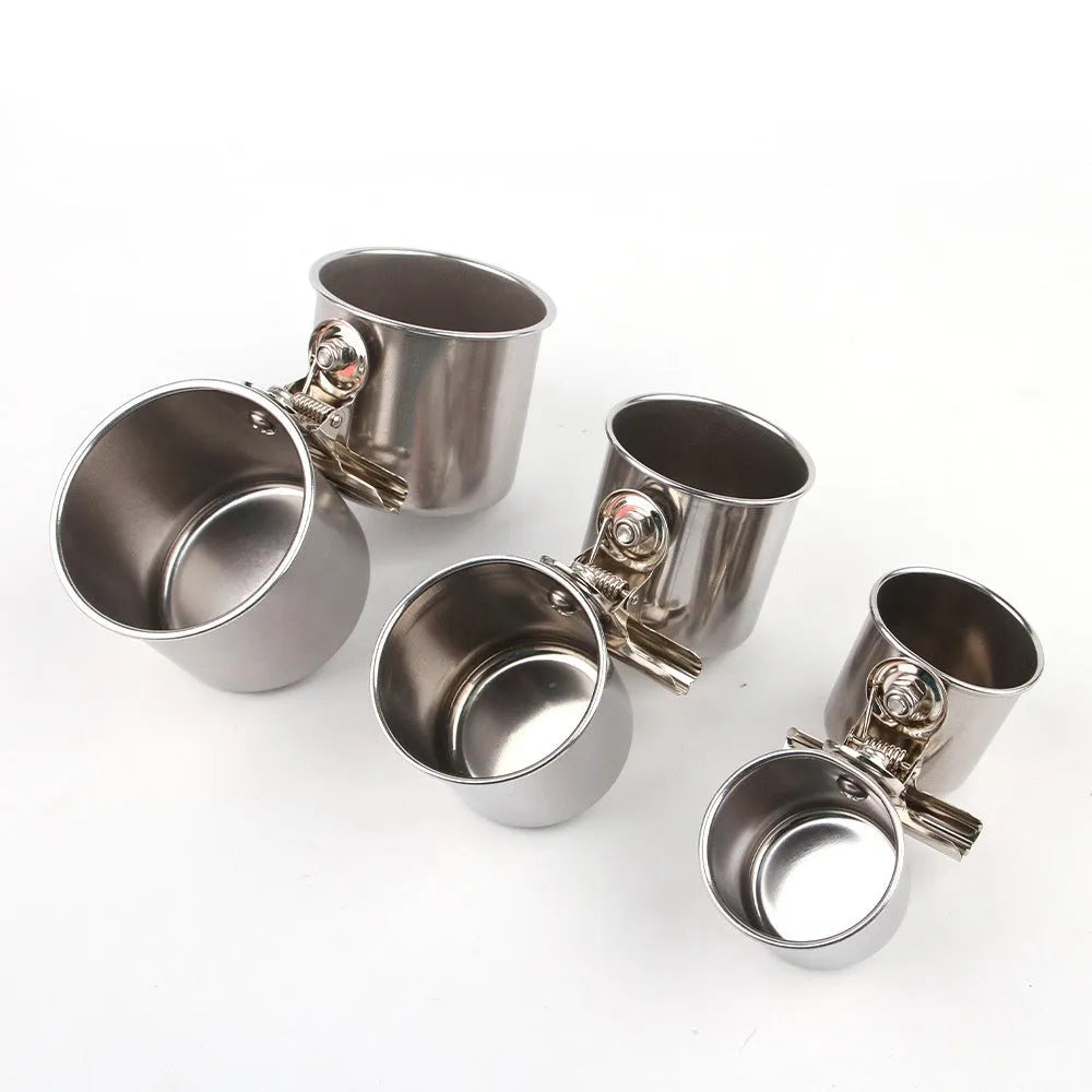 Stainless steel outdoor bird feeder in natural metal colour, shown in large size.