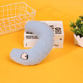U-shaped half moon pet pillow with cartoon design for dogs and cats in blue colour