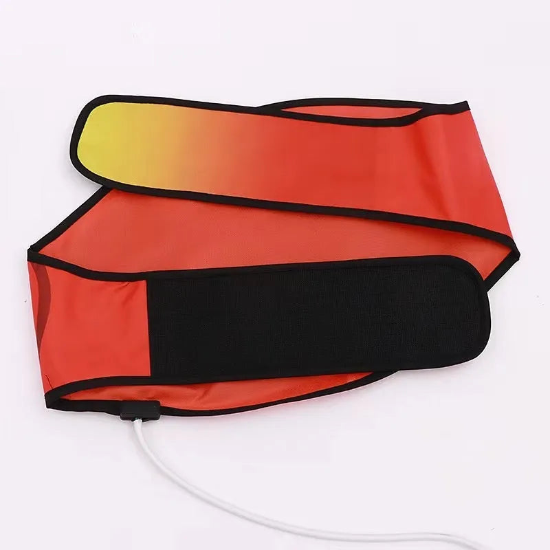 Hot compress waist support massage belt shown in thick and thin options for yoga and fitness