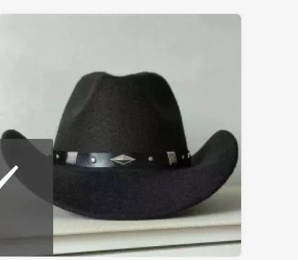 Brown leather velvet western cowboy hat with curved edge and conical crown style