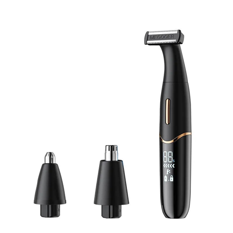 Multifunctional three-in-one electric shaver with USB charging in mysterious black