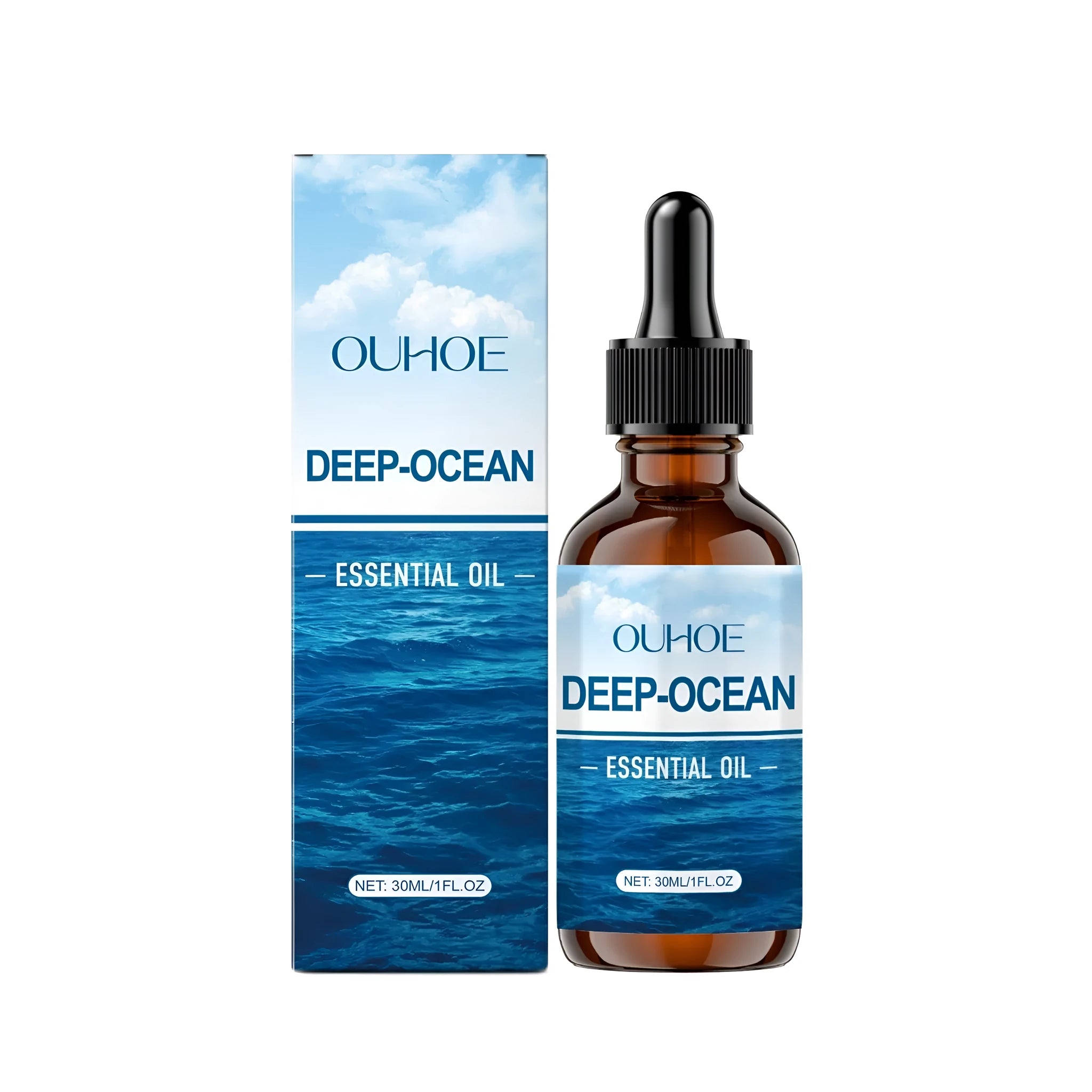 30ml deep ocean essential oil bottle with glycerin, vitamin E and grape seed oil formulation