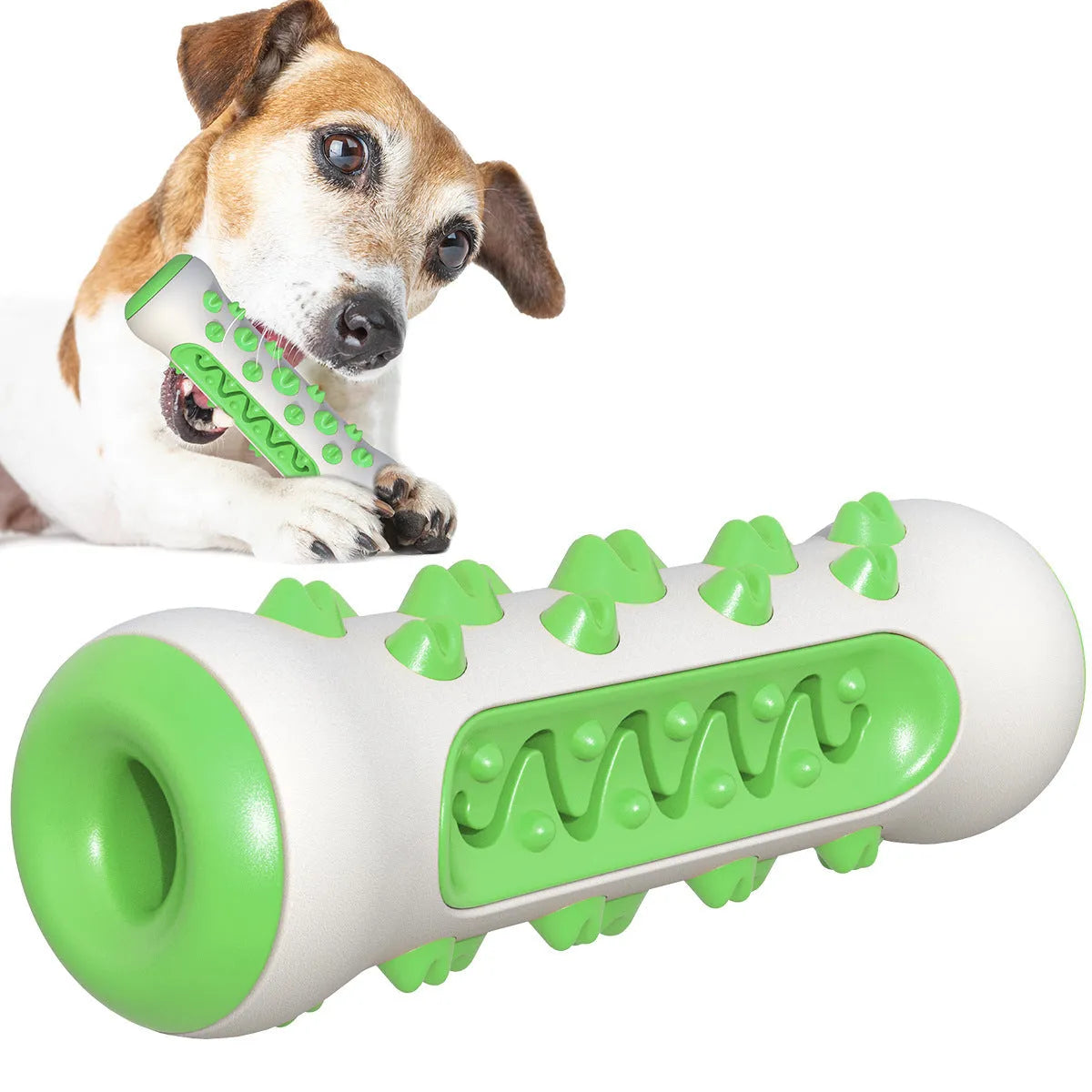 15cm natural rubber dog toothbrush chew toy in blue colour for dental cleaning