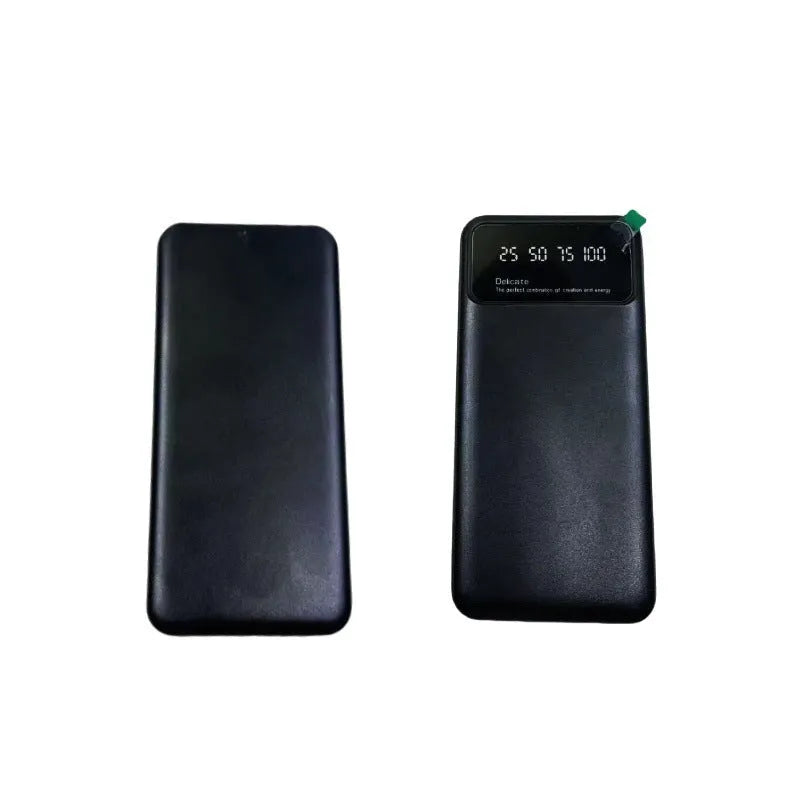 Black ultra-thin power bank showing 67x140mm dimensions with 10000mAh capacity