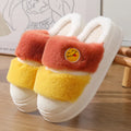 Thermal cotton slippers with cashmere lining in pink and green colour combination
